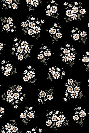 黑底花卉印花华亿平台图片