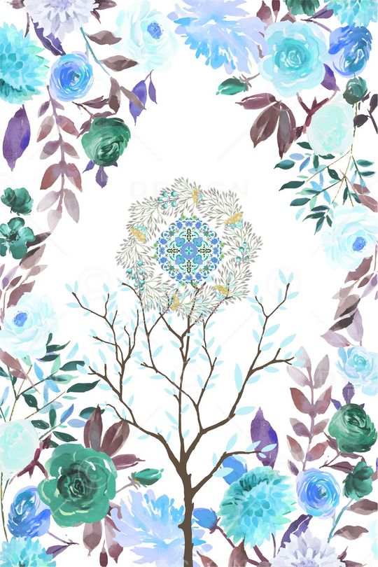 水彩花卉印花华亿平台图片