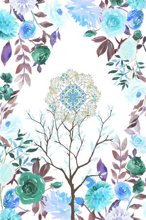 水彩花卉印花华亿平台图片