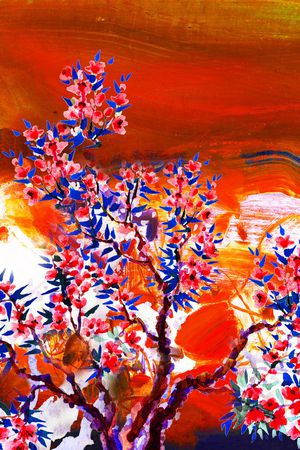 水彩花卉印花华亿平台图片