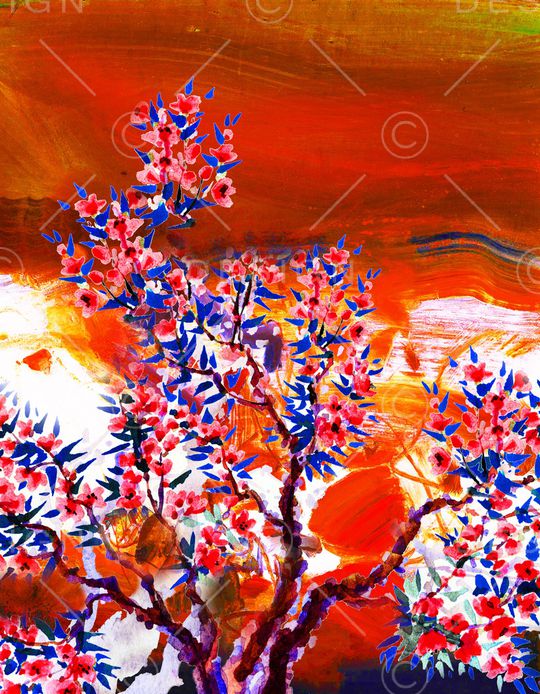 水彩花卉印花华亿平台图片