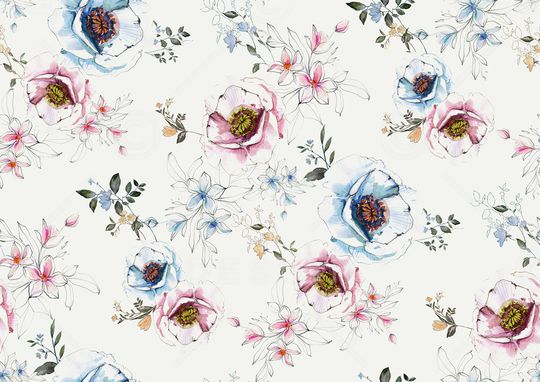 水彩花卉印花华亿平台图片