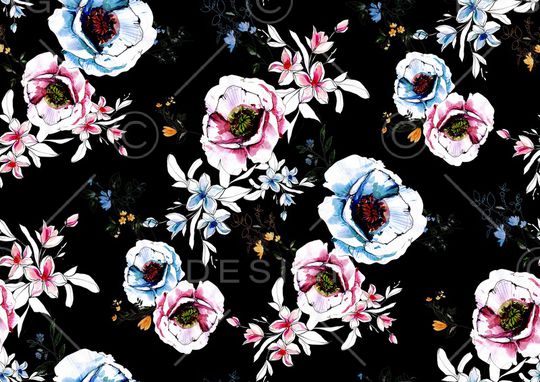 水彩花卉印花华亿平台图片