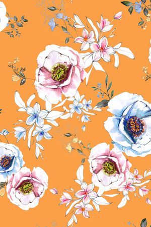 水彩花卉印花华亿平台图片