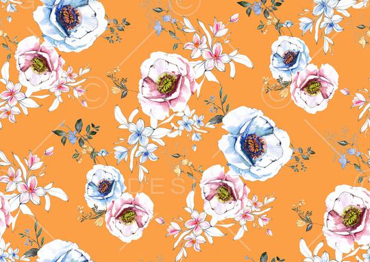 水彩花卉印花华亿平台图片