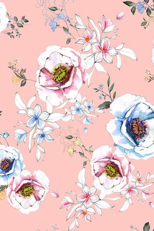 水彩花卉印花华亿平台图片