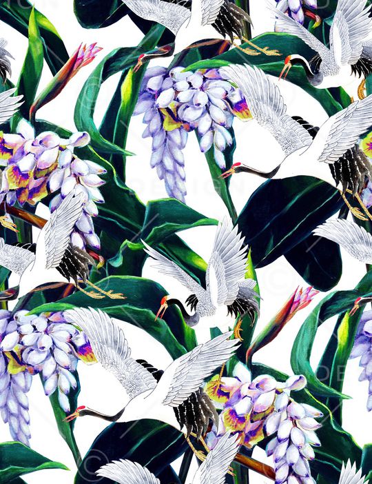 仙鹤印花华亿平台图片