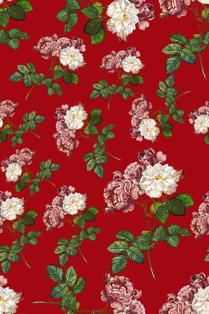 手绘玫瑰印花华亿平台图片