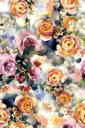 水彩花卉印花华亿平台图片