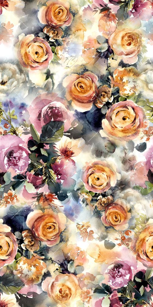 水彩花卉印花华亿平台图片