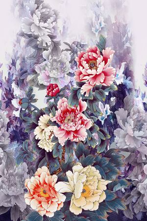 中国风定位花印花华亿平台图片