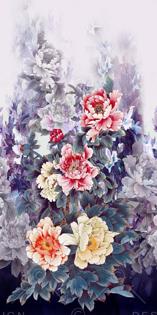 中国风定位花印花华亿平台图片