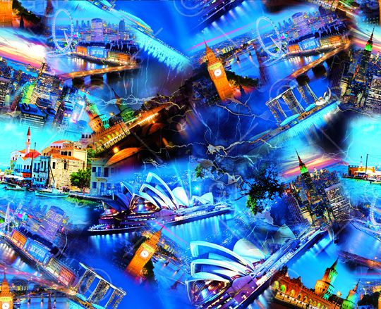 风景景观印花华亿平台图片