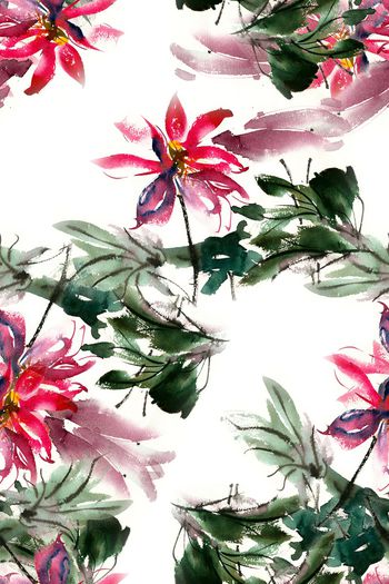 手绘花卉印花华亿平台图片