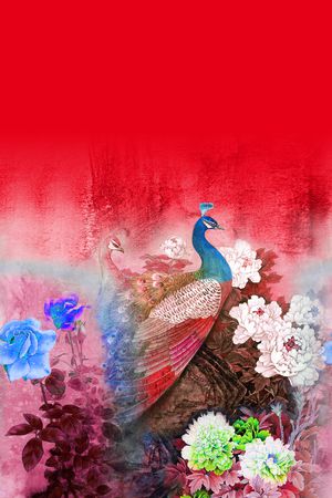 中国风定位花印花华亿平台图片