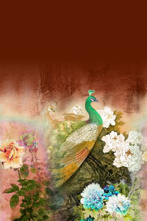 中国风定位花印花华亿平台图片