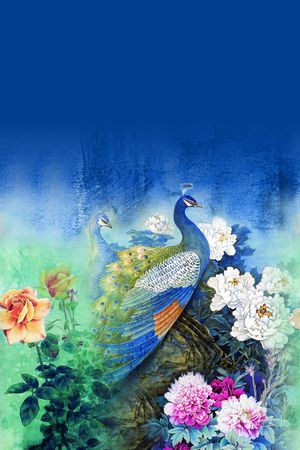 中国风定位花印花华亿平台图片