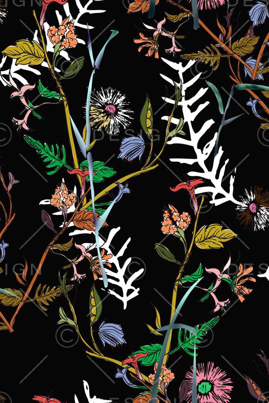 水彩花卉印花华亿平台图片