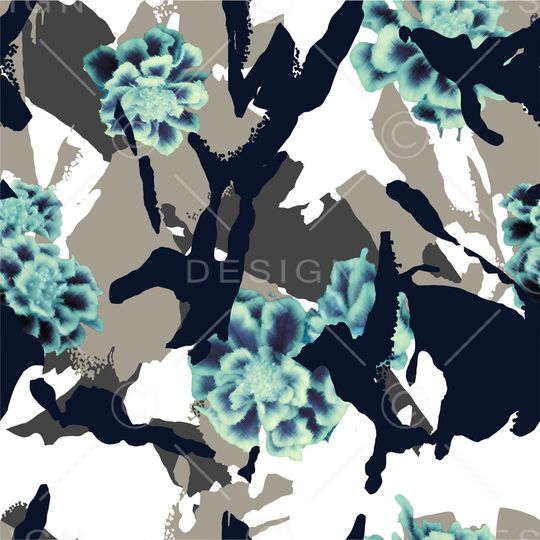 水彩花卉印花华亿平台图片