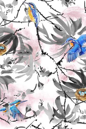 水彩花卉印花华亿平台图片