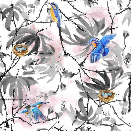 水彩花卉印花华亿平台图片