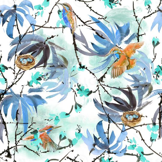 水彩花卉印花华亿平台图片