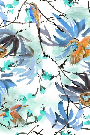 水彩花卉印花华亿平台图片