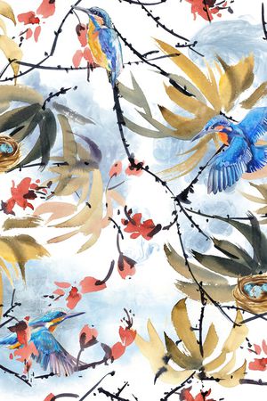 水彩花卉印花华亿平台图片