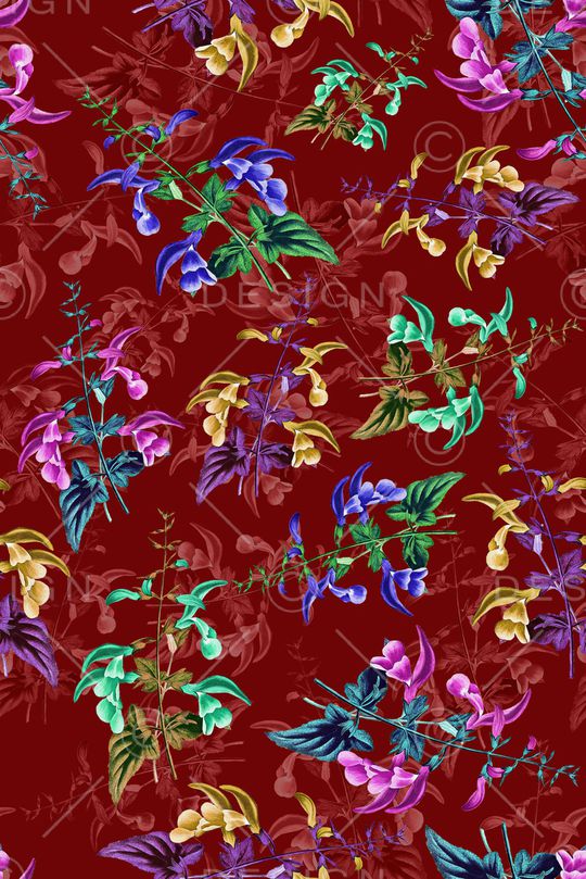 手绘花卉印花华亿平台图片