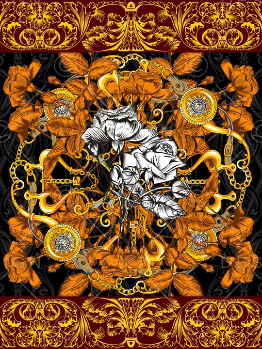 手绘花卉印花华亿平台图片