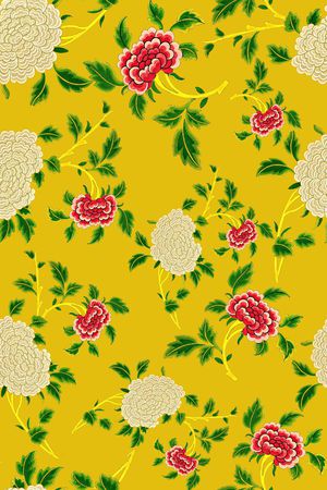 手绘花卉印花华亿平台图片