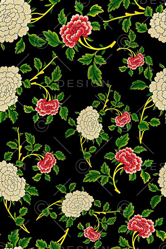 手绘花卉印花华亿平台图片