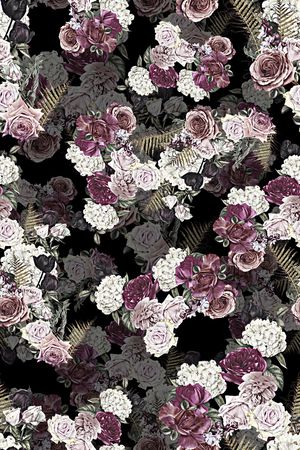 手绘花卉印花华亿平台图片