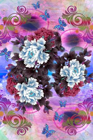 牡丹印花华亿平台图片