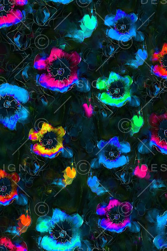 抽象花卉印花华亿平台图片