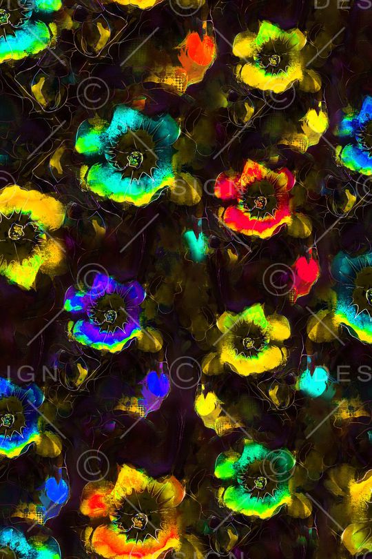 抽象花卉印花华亿平台图片