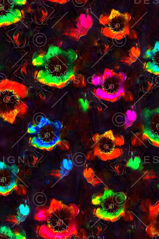 抽象花卉印花华亿平台图片