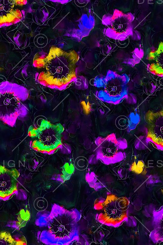 抽象花卉印花华亿平台图片