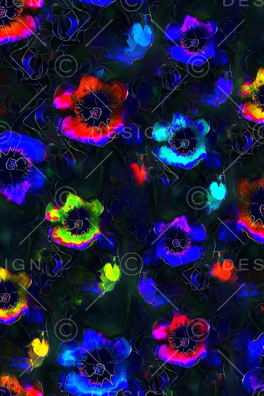 抽象花卉印花华亿平台图片