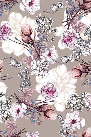 朦胧花卉印花华亿平台图片