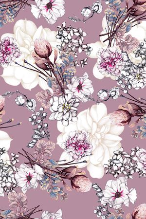 朦胧花卉印花华亿平台图片