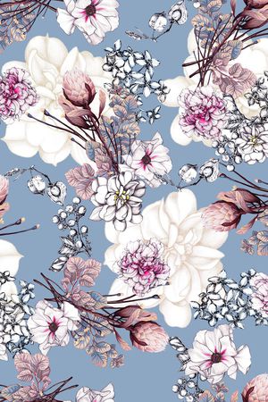 朦胧花卉印花华亿平台图片