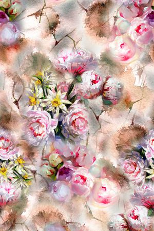 朦胧花卉印花华亿平台图片