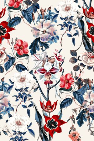 手绘花卉印花华亿平台图片