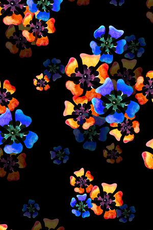 黑底花卉印花华亿平台图片