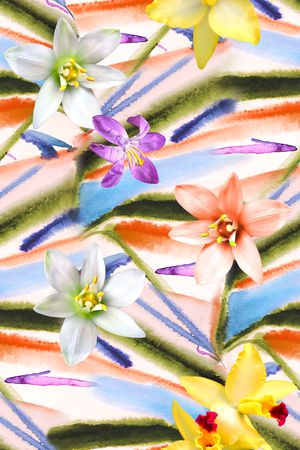 水彩花卉印花华亿平台图片