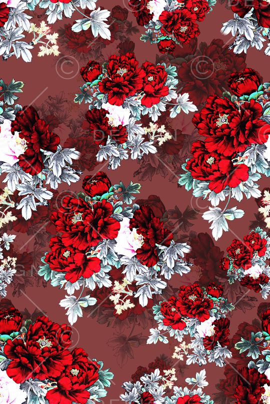 手绘花卉印花华亿平台图片