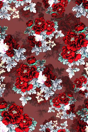 手绘花卉印花华亿平台图片