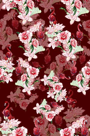 水彩花卉印花华亿平台图片