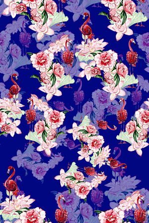 水彩花卉印花华亿平台图片